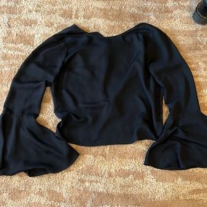 Bell sleeve open back blouse